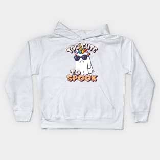 Too Cute To Spook Little Unicorn Ghost Funny Joke Kids Hoodie